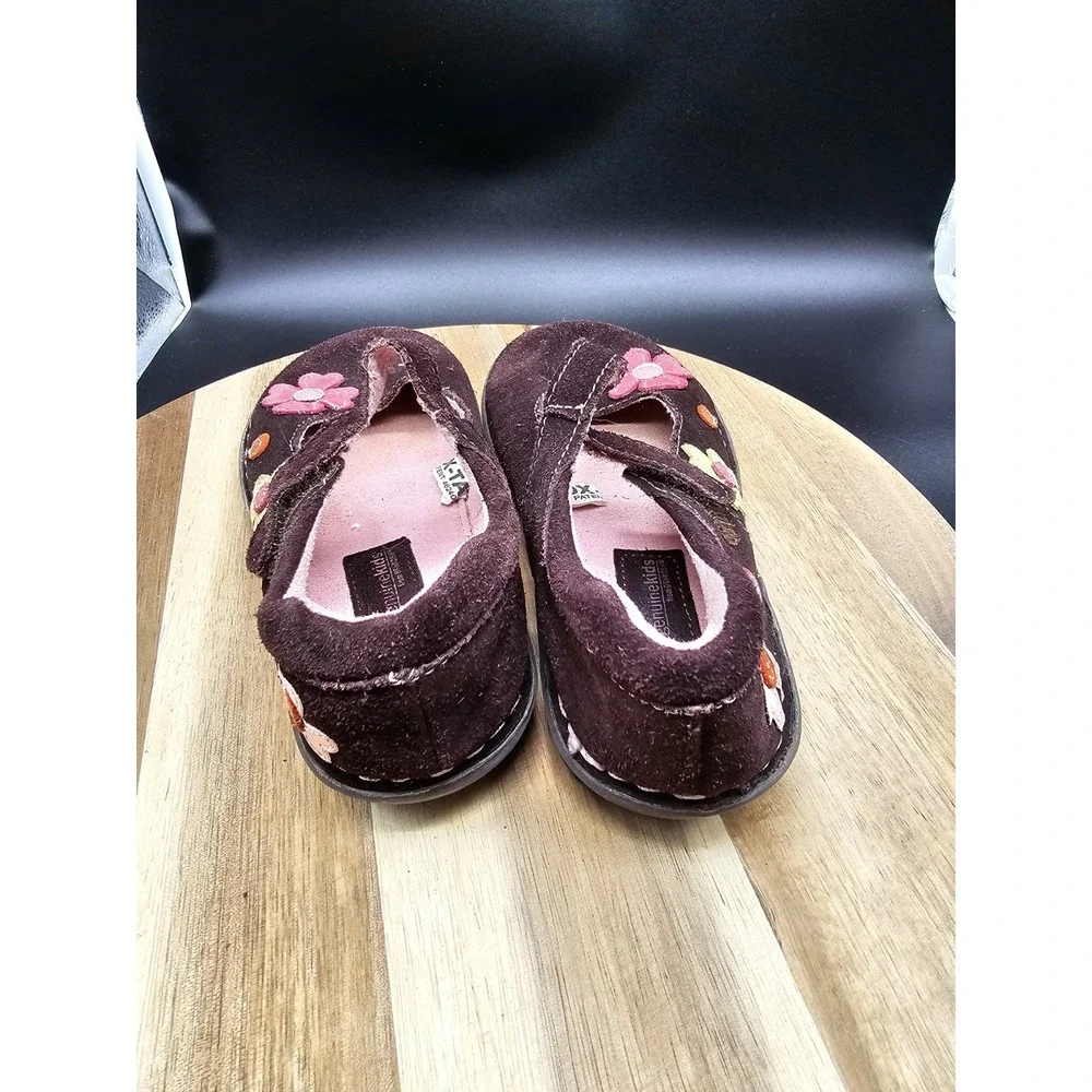 Genuine Kids By Oshkosh Mary Janes Brown Suede With‎ Cute Flowers Kids Size 12